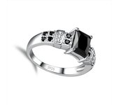 925 Sterling Silver Ring Mysterious And Cool Style Sparkling Black Stone Crystal For Lady Women Man Dressup Party Halloween