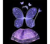 Colorful Kids Fairy Tutu Skirts Princess Costume Sets Wand Headband Wear Butterfly Wings
