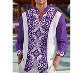 New Comfortable Shirts with Fun Retro Floral Print Spring and Autumn Men, Fashionable Casual Long Sleeve Shirt for Street Party