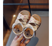 Kids Sandals for Girls Fashion Embroider Style Children Summer Open-toe Beach Shoes Causal Versatile Bowknot Princess Flat Shoes