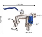 Hose Irrigation Water Faucet Coupling Adapter 1/2'' 3/4'' Water Splitter Connector Tap Joint Metal Valve Switch IBC Tank