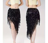 1pc Falda de cadera de danza del vientre con lentejuelas y borlas, disfraz de danza oriental, cinturón de shimmy con flecos