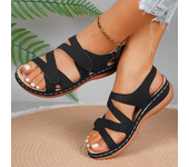 tacón de cuña para mujer, zapatos informales plataforma y Punta abierta, Sandalias cómodas con fashionable correa en el tobillo