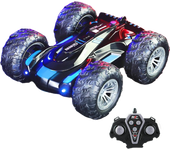 Coche teledirigido de doble cara con luces para niños, juguete con espray de 2,4G, carga directa, compatible con carga externa