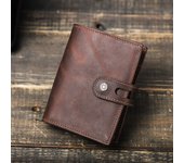 CONTACTS Genuine Leather Men Short Wallet Brand Male Purse With Airtag Slot Design RFID Aluminum Magic Card Holder Wallets Man