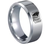 Simple jewelry 8MM beveled smooth ring laser laser free wings stainless steel ring