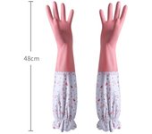 Latex Rubber Dish Washing Gloves Elastic Cuffs Velvet Winter Cleaning Gloves Long Sleeve Waterproof Housework Gloves
