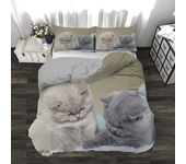 Quilt Cove Super Cute Kitten Kids Bedding Set Kawaii Girl King Queen Size Cute Cat Animal 3pcs Polyester Duvet Cover (No Sheet)