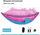 Hamaca de Camping con Mosquitera - Tela Nylon Paracaídas 210T Ultraligera (Capacidad 300kg) para Senderismo, Viaje o Jardín - Incluye Mosquetones (Material Ecológico)