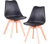Pack de 6 Sillas de Comedor con Patas de Madera Maciza de Haya, Sillas de Cocina de Diseño Nórdico Sillas de Oficina de Madera con Asiento Acolchado, Blanco
