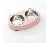 Macaron-cuenco doble para mascotas, bandeja de plástico para beber comida para perros y gatitos, alimentador para gatos, suminis
