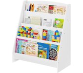 Libreria Infantil para Niños, Estanteria Infantil para Libros de 4 Niveles, Mueble Infantil para Libros, Adecudo para Habitación Infantil y Guarderia, 61x30x70 cm, Blanco