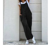 Summer Women Cotton en Jumpsuit Fashion Sleeveless Wide Leg Dungarees Solid Long Rompers Comfortable Casual Playsuit