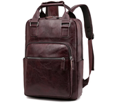 black work backpack PU leather bag man shoulder bags Waterproof male backpack 15.6 inch laptop computer bag boys school backpack