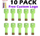 Colorful Mini Key Shape Custom Logo Business Gift Metal USB Flash Drive Pen128MB 4GB 8GB 16GB 32GB Pendrive USB 2.0 10Pcs Lot
