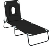 Tumbona Plegable y reclinable con Almohada y agujerode Lectura para jardín, Playa y Exteriores, Ajustable