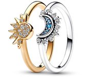 2024 925 Silver Ring Celestial Sparkling Moon Sun Ring S925 Finger Ring Diy Women Fine Jewelry