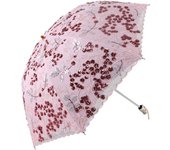 Honeystore Vintage Lace UV Sun Parasol Folding 3D Flower Embroidery Umbrella
