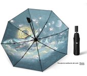 Guochao Qingqiu paraguas automático para mujeres, soleado y lluvioso, parasol de doble propósito de alto valor, parasol de vinilo, protector solar, protector solar protección ultravioleta