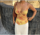 Maemukilabe Y2k Coquette Tie Dye Print Camisole Elegant Ladies V Neck Layers Crop Tops Boho Beach Backless Tank Tops Women Vest