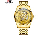 Reloj de acero de tungsteno a prueba de agua para hombres totalmente automático negocios simple reloj mecánico