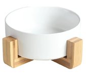 Ceramics Wood Stand with No Spill Large Feeder Dish with Dog Bowl Cat Food Water Bowls for Dogs Cats Feeding Puppy  Pet Supplies
