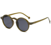 Gafas de sol redondas pequeñas para mujer, gafas de sol marrones de diseñador de marca Vintage, gafas de sol con montura redonda y remaches para mujer UV400