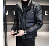 Winter Down Jackets Men PU Leather Jacket Bomber Coat Men Windproof Waterproof Motorcycle Jacket Winter Men Clothing Outerwears