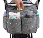 Mochara múltiple, de Mamá Bolsa, Bolsa de almacenamiento portátil para cochecito de Bebe, cinturón antideslizante, cochecito de Bebe con portavesso, cochecito de Bebe, Bolsa para teléfono móvil, accesorios para el cochecito de mascotas (Gris Claro)