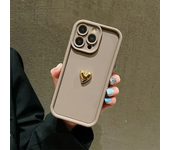 Funda de teléfono con corazón dorado 3D para IPhone 16, 15, 14, 13, 12, 11 Pro Max XS XR 7 8 Plus SE 2020 FE, funda mate de silicona a prueba de golpes
