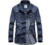 men casual denim shirts casual long sleeve tops turn down collars shirts male
