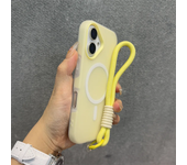 Funda de lujo 3 en 1 con cordón Magsafe para iPhone 16 15 14 Plus 13 12 Pro Max, funda suave mate transparente magnética con