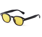 Gafas de sol redondas para hombre y mujer, lentes de sol cuadradas con remaches, color amarillo y azul, diseño Retro de marca, a la moda, UV400, 2024