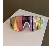 Bicycle riding glasses white frame transparent large frame outdoor sunglasses windproof sand ultraviolet sunglasses