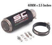 51mm/60mm/63mm Universal Motorcycle Exhaust Muffler Tailpipe SC project Canister Tail Pipe Stainless Carbon fiber 2Inches