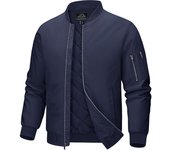 MAGCOMSEN Men's Bomber Jacket Casual Waterproof Quilted Jacket Full Zip Windbreaker Winter Warm Varsity Jacket with Pockets