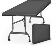 Plegable Multifuncional 180 x 75 cm | Mesa Portátil de Jardín, Terraza, Exterior, Balcón, Picnic | Mesa de Camping de Plástico para 6 Personas (Antracita)