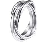 Sansheng Sanshi anillo principal de tres anillos anillo de pareja de acero de titanio, anillo antiansiedad giratorio joyería