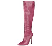 2021 New Plus Snake Leather Solid Color Long Double Knee Boots Women's Shoes
