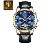 Popular automático impermeable reloj mecánico de los hombres de acero inoxidable hueco reloj de los hombres multifuncional luminoso tendencia reloj