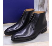 Cuero de vaca hecho a mano retro botas de cuero de los hombres con cordones zapatos de los hombres