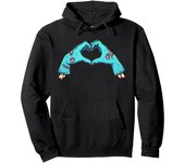Pullover hoodie comfortable casual versatile classic trend sweatshirt men's black zombie hand heart shape, Halloween zombie Valentine's Day love heart