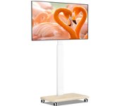 Soporte TV Suelo para TV de 32-65 Pulgadas de Plasma LED LCD, Blanco Soporte TV con Ruedas Pie TV con Giratorio y Altura Ajustable hasta 40 Kg, VESA Máx 400x400mm