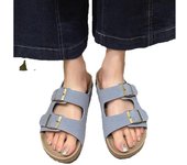 Women Flip-flop Flat Sandal Plus Size Randi Shoes Vintage PU Soft Wood Bottom 43 42 41 40