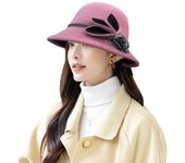 Sombrero de mujer visón elegante sombrero de fieltro retro moda sombrero de pescador sombrero de maceta