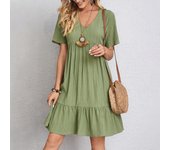 Verano Vestidos de Mujer Suelta Casual Manga Corta Túnica Cintura Fluye Vestidos