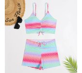 Bikini de cintura alta para mujer, bañador con Push-Up, traje de baño con estampado Floral, bóxer, ropa de baño 2025