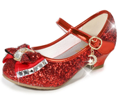 Zapatos De Princesa Para Niñas, Zapatillas Con Flores Y Brillantina Para Niñas Pequeñas, Incluye Tacón Alto Y Moño Estilo Mariposa, En Azul, Rosa Y Plata, Talla 26-38