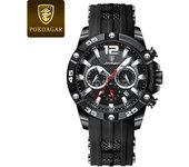 Hombre reloj multifuncional resistente al agua silicona cuarzo reloj