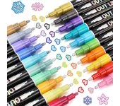 20/12/8 Colors Metallic Double Line Glitter Pen Set Super Squiggles Sparkle Dazzlers Kid Christmas Gift Otuline Markers Doodle